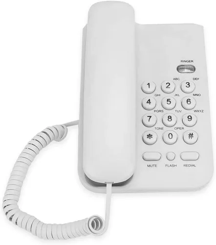 Vista 10 de Teléfono fijo, soporte de pared de escritorio con cable, teléfono de extensión inglés con silencio/una, función de redireccionamiento/flash