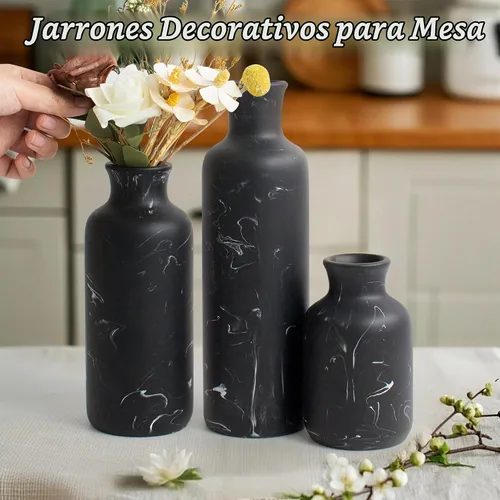 Vista 4 de Juego de jarrones decorativos de resina de 3 piezas, aspecto de mármol
