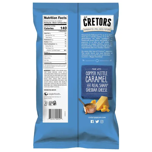 Vista 2 de G.H. Cretors Palomitas de maíz con caramelo gourmet - Queso irresistible y rico sabor a caramelo en prácticas bolsas individuales, 7.5 onzas
