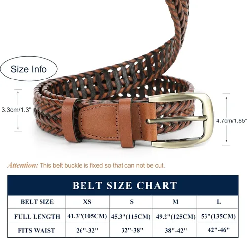 Vista 5 de Cinturón de cuero trenzado para hombre, jeans casuales, golf, hebilla de aleación tejida de cuero para hombre, cinturones trenzados a mano, regalo