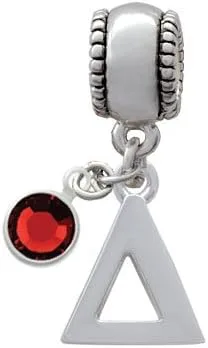 Vista 2 de Silvertone - Letra griega grande - Delta - Abalorio con cristal rojo, Cristal Metal, Circonita Cúbica