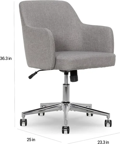 Vista 3 de Amazon Basics Silla de oficina moderna para el hogar con ruedas de rodamiento suave, altura ajustable, giro de 360 grados, gris claro