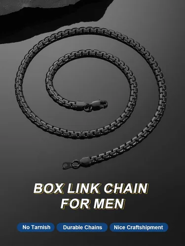Vista 7 de Cadenas de acero inoxidable para colgantes, cadena de caja plana Chapado en negro