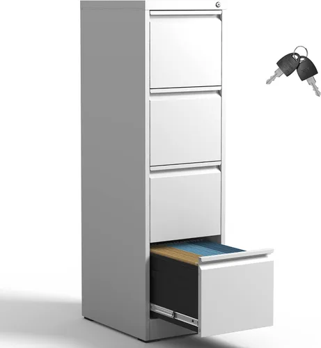 Vista 8 de IKIMI Archivador de 4 cajones, archivadores de metal con cerradura, archivador vertical negro para oficina en casa, gabinete de almacenamiento