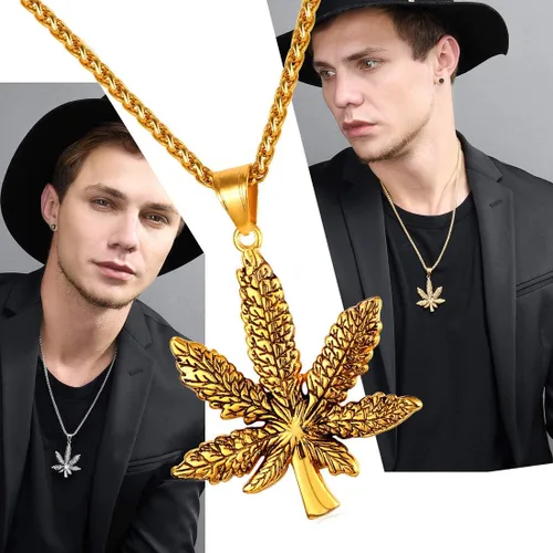 Vista 2 de U7 Punk Necklaces Stainless Steel 18K Gold Plated Large Hip Hop DaggerKnifeSwordSteampunk GearLarge Razor Blade Pendant Necklace for Men Women