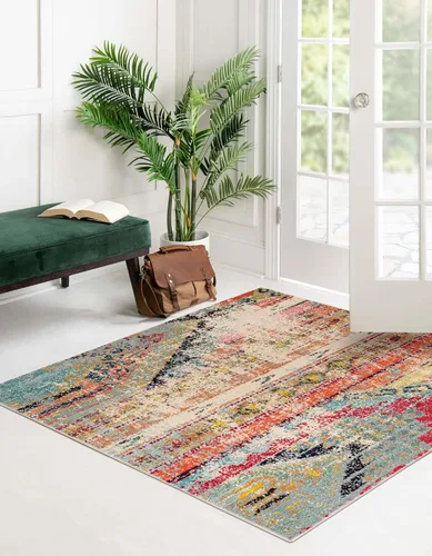 Vista 3 de Unique Loom Sedona Collection - Alfombra Yosemite (cuadrado de 5 pies 1 pulgada, multicolor)