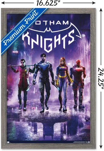 Vista 3 de Trends International DC Comics Gotham Knights - Póster de pared de arte clave, 14.725 x 22.375 pulgadas, versión enmarcada de madera de granero