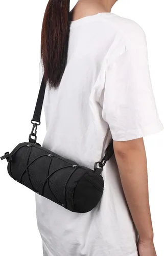 Vista 7 de KOSIBATE Bolsa para manillar de bicicleta con correa para el hombro, bicicletas de carretera de montaña, bolsa frontal de almacenamiento (negro)