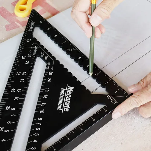 Vista 7 de Mecurate Rafter Square, Cuadrado de Viga de 12 Pulgadas Triángulo Cuadrado de Carpintero de Aluminio Fundido a Presión para Carpintería y Ebanistería