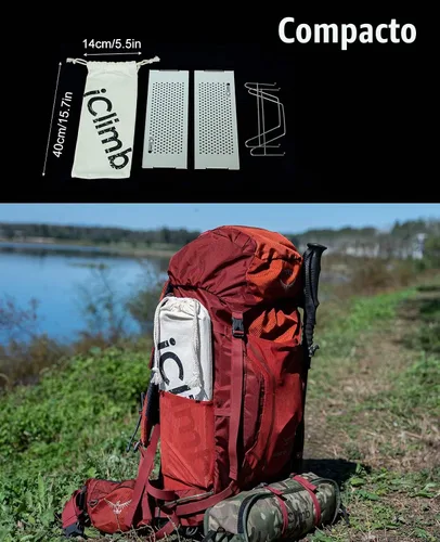Vista 8 de iClimb Mini mesa plegable individual ultraligera y compacta para mochileros, camping, senderismo, playa, picnic (azul - S)