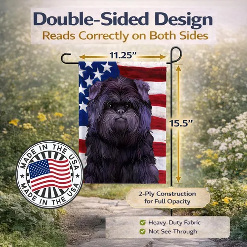Vista 4 de Caroline's Treasures CK6382GF Affenpinscher - Bandera estadounidense tamaño jardín, tamaño de jardín, multicolor