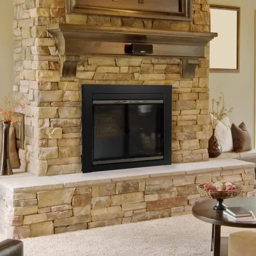 Vista 2 de Pleasant Hearth AP-1130 Alsip - Puerta de vidrio para chimenea, color negro., AP-1132