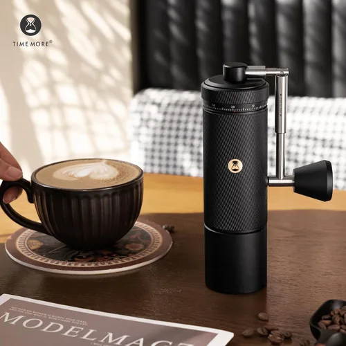 Vista 7 de Timemore S3 Molinillo de café manual - Ajuste externo con rebaba patentada de acero inoxidable Molinillo de café manual de alta precisión Negro