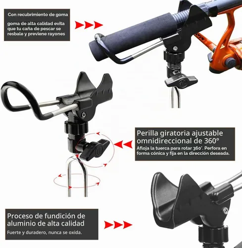 Vista 2 de Aluminum Bank Fishing Rod Holder with 10 Fishing Bells