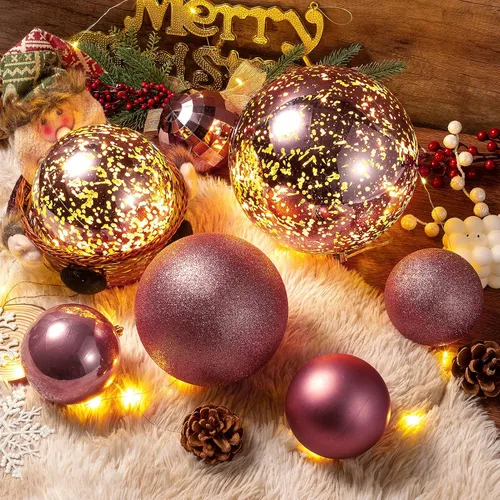 Vista 5 de XmasExp Adornos de Navidad grandes de 8 pulgadas, decoración de árbol gigante, bolas colgantes decorativas inastillables para decoración de fiestas