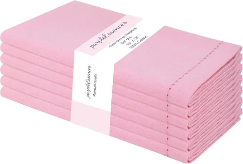 Vista 25 de PurpleEssences Juego de 6 servilletas de tela de vainica, 100% algodón, suaves, duraderas, lavables, ideales para bodas, Navidad, vacaciones