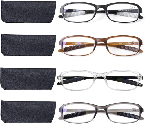 Vista 10 de DOOViC 4 Pack Reading Glasses for Women Men TR90 Ultra Lightweight Sturdy Blue Light Blocking Readers