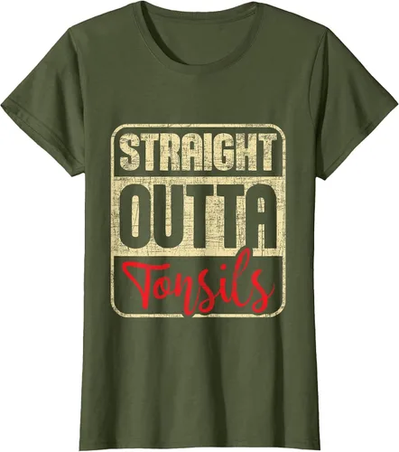 Vista 22 de Straight Outta Amígdalas - Camiseta de recuperación de cirugía de eliminación de amígdalas Asphalt Grey