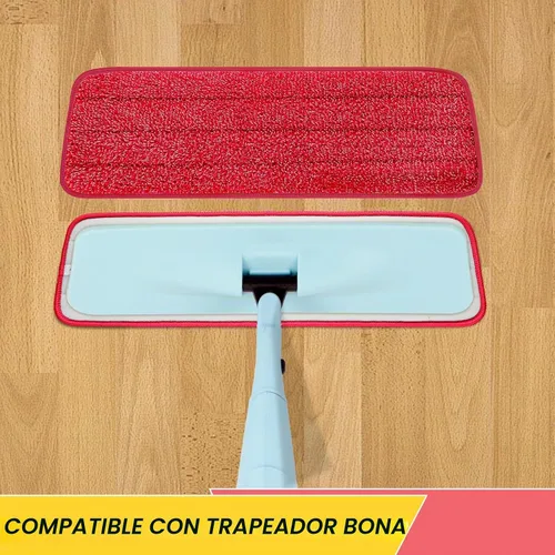 Vista 2 de Paquete de 8 almohadillas reutilizables de 16.5 pulgadas, cabezales de repuesto de trapeador de microfibra para mopas húmedas y secas, compatibles