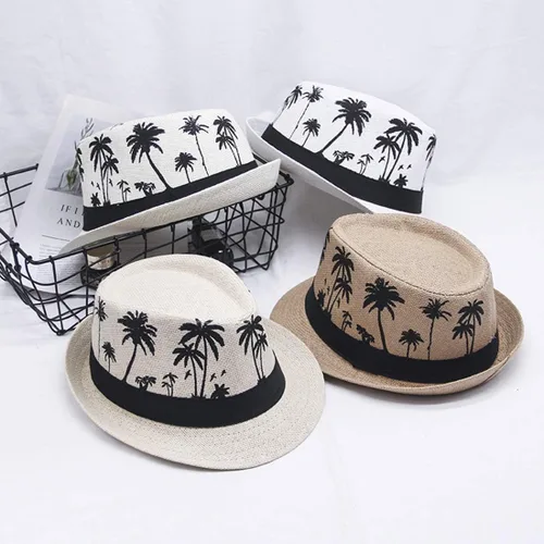 Vista 7 de JK Home Sombrero de paja hawaiano Fedora para hombres y mujeres unisex Trilby Panamá verano sol jazz disfraz de fiesta