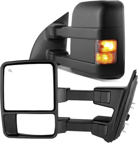 Vista 11 de YITAMOTOR Espejos de remolque compatibles con Ford F250 F350 F450 F550 Super Duty 2008-2016, señal de giro LED con calefacción eléctrica, manual