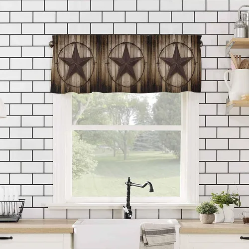Vista 93 de Cenefa de cortina con lazo rojo de Navidad para ventanas, sala de estar, cocina, baño, granja, bolas de Navidad de acuarela con diseño de bayas