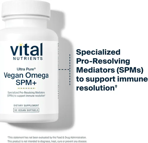 Vista 3 de Vital Nutrients Ultra Pure® Vegan Omega SPM+ - Suplemento de omega-3 para mediadores especializados en resolución profesional (SPM) - Alivio menor