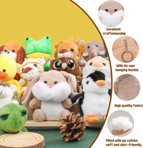 Vista 3 de 12 animales de peluche de safari, juego de juguetes de animales de peluche de la selva, tigre, elefante, león, ardilla, erizo, conejo, animales