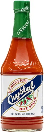 Vista 11 de Crystal Louisiana's Pure Hot Sauce con ajo, 12 onzas, pimientos de cayena añejos, calor medio, sabor Gumbo a Bloody Mary's