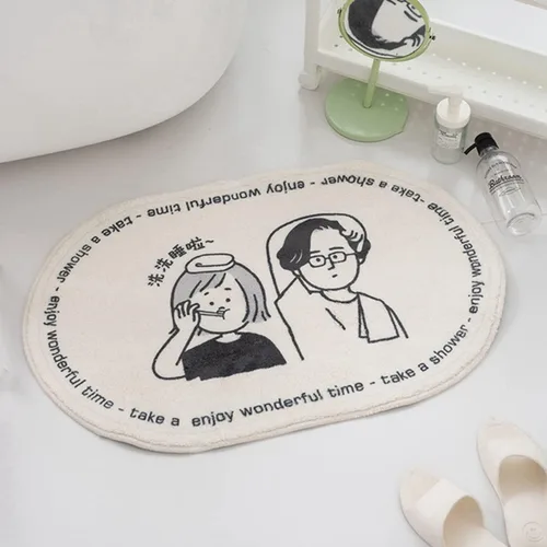 Vista 2 de Tapetes de baño ultra suaves y acogedores de dibujos animados, tapete de baño para sala de estar, tapete de baño antideslizante para puerta