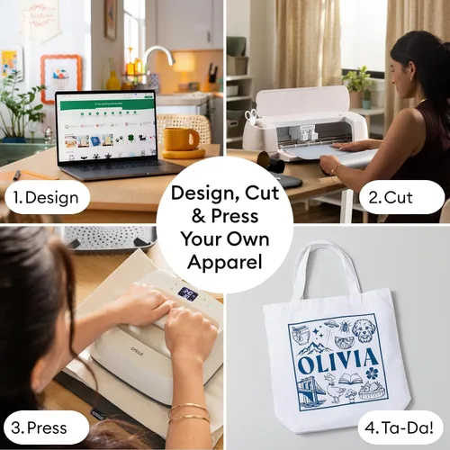 Vista 4 de Cricut Maker 4 - Paquete de fabricación de camisetas, máquina de corte con prensa térmica EasyPress SE, vinilo y kit de planchado para ropa Combo