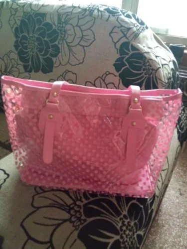 Vista 4 de FTSUCQ - Bolso de mano transparente para mujer diseño de lunares