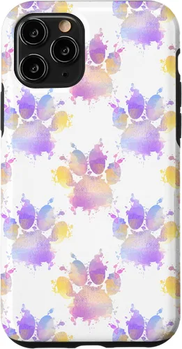Vista 10 de iPhone 15 Watercolor Paint Splatter Dog Paw Print Case