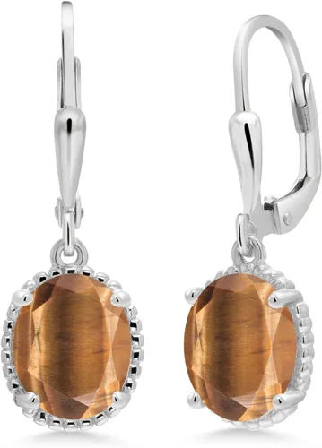 Vista 148 de Gem Stone King Aretes colgantes de gota para mujer, plata de ley 925, piedra natal ovalada de 0.354 x 0.276 in, joyería fina, regalos para ella