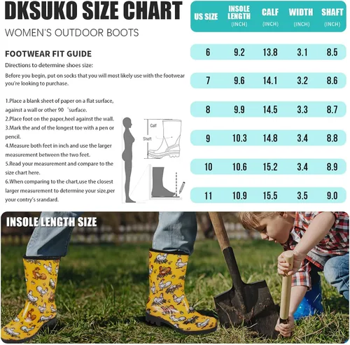 Vista 16 de DKSUKO Waterproof Womens Rain Boots insulated,Lightweight Rubber fashion Boots in Gardening,Warm and Comfortable Wide Calf Rain Boots with Glossy in