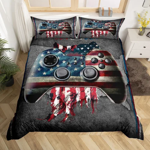 Vista 47 de Erosebridal - Ropa de cama para adolescentes y niños, estampado de control de videojuegos, funda de edredón tamaño individual, 2 piezas con 1 funda