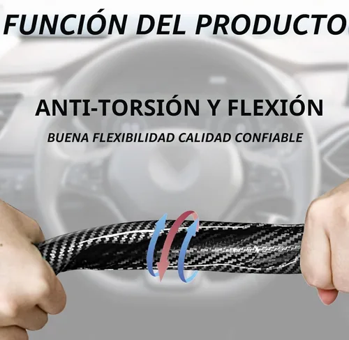 Vista 3 de 2 fundas de volante de fibra de carbono de ajuste universal, antideslizantes, protector segmentado para volante, accesorios interiores de automóvil