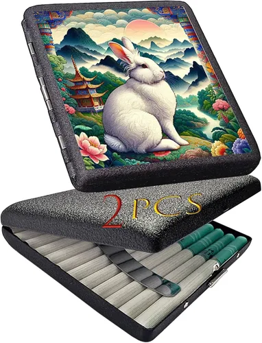 Vista 11 de 2pcs Cigarette case, Capacity Can Hold 20 Sticks,Metal Cigarette Box Portable Holder Crush-Proof Wallets, Card Cases & Money