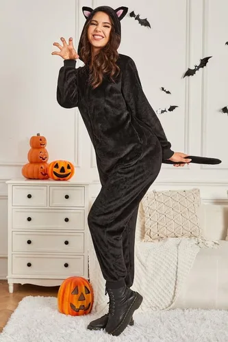 Vista 4 de Clarisbelle Adult Onesie Pajamas Womens Halloween Animal Flannel Cosplay One Piece Sleepwear