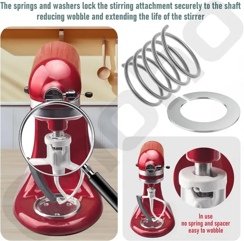 Vista 5 de Resorte y arandela de acero inoxidable 304 para mezcladores Kitchenaid de 3.5 cuartos a 7 cuartos de galón (excluidos los modelos mini). Protege