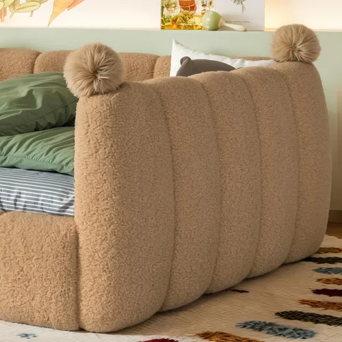 Vista 4 de Cama Montessori de tamaño matrimonial para niños con barandilla Natural