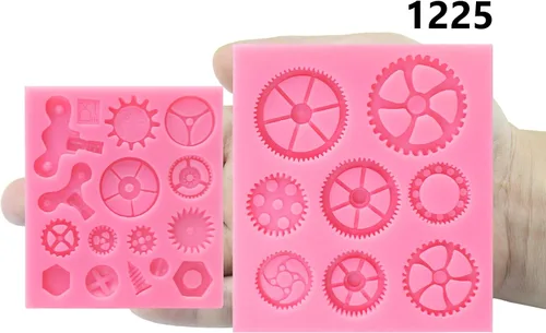 Vista 3 de Funshowcase Reloj de estilo steampunk para reloj, engranajes, engranajes, molde de silicona para Sugarcraft, decoración de pasteles, decoración