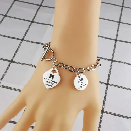 Vista 2 de LACAKU BTS Gift Bangtan Boys Pulsera Kpop BTS Fan Bracelet Love Yourself Army Bangtan Boys Fans Jewelry Gift ARMY Pulsera BTS Lover Gift Be The