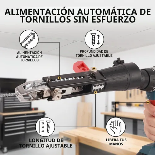 Vista 2 de Cadena de tornillo automática, adaptador de tornillo de taladro, cadena de espiga de tornillo ajustable de metal, accesorio de taladro eléctrico