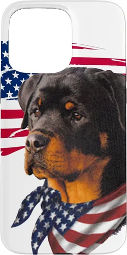 Vista 31 de Funda genial impresionante con la bandera estadounidense para iPhone 16 Rottweiler Dog
