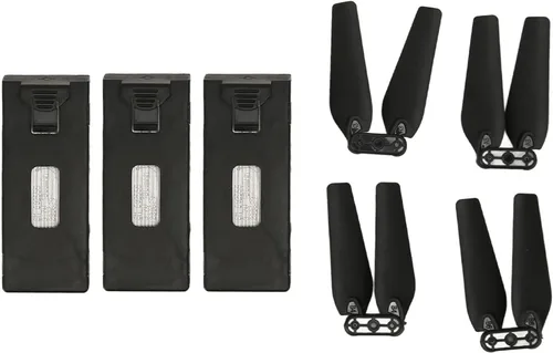 Vista 8 de Batería para dron, 3 unidades, 3.7 V, 1800 mAh con 4 cuchillas de hélice, accesorios de mini hélices, batería de dron con cuchillas para E88 E88PRO