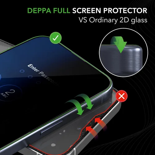 Vista 4 de Deppa Protector de pantalla de privacidad premium para iPhone 15 Pro (6.1 pies), vidrio templado de borde a borde, cubierta completa con bandeja