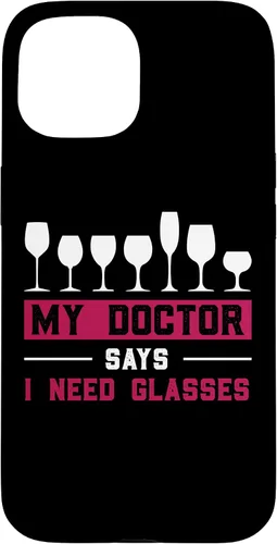 Vista 6 de iPhone 12/12 Pro Wine Lovers Pun Funny Drinking My Doctor Says I Need Glasses Case