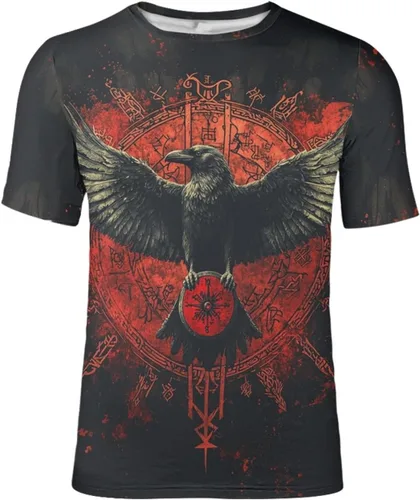 Vista 22 de GLUDEAR Camiseta Vikings para hombre, novedad con estampado 3D de mitología nórdica Aurora Galaxy Life Tree