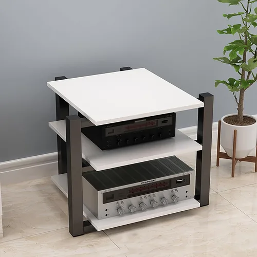 Vista 14 de Soporte para medios AV, estantería audiovisual, gabinete estéreo, torre de estante de audio, gabinete de consola de reproductor de discos, estantes
